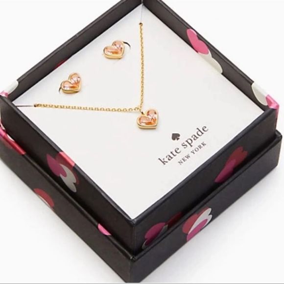 kate spade Jewelry - KATE SPADE heart pendant spade set pink